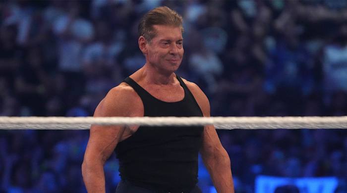 Apr 3, 2022; Arlington, TX, USA; WWE owner Vince McMahon during WrestleMania at AT&T Stadium.